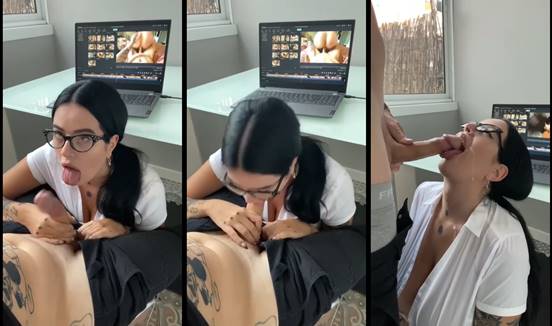 Bokep barat tocil kacamata doyan banget blowjob